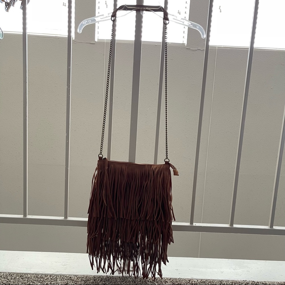 Brown Fringe Crossbody